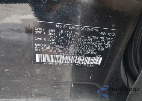 2023 Subaru Ascent Onyx Edition 7-Passenger from USA, damaged, VIN 4S4WMAHD8P3409766